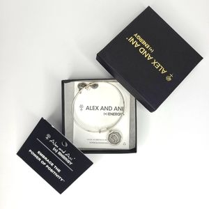 Alex and Ani D Initial Letter Charm Bangle Bracelet Antique Silver